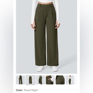 HALARA Forest Night High Waisted Plicated Side Pocket Straight Leg Work Pants